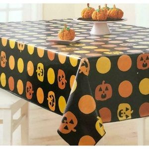 Pumpkins & Circles Vinyl Halloween TABLECLOTH